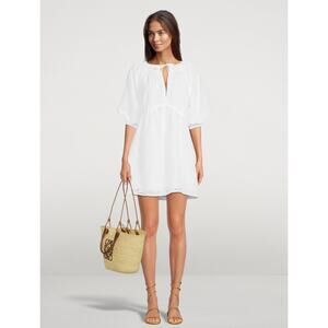 Frame Eyelet Puff Sleeve Mini Dress